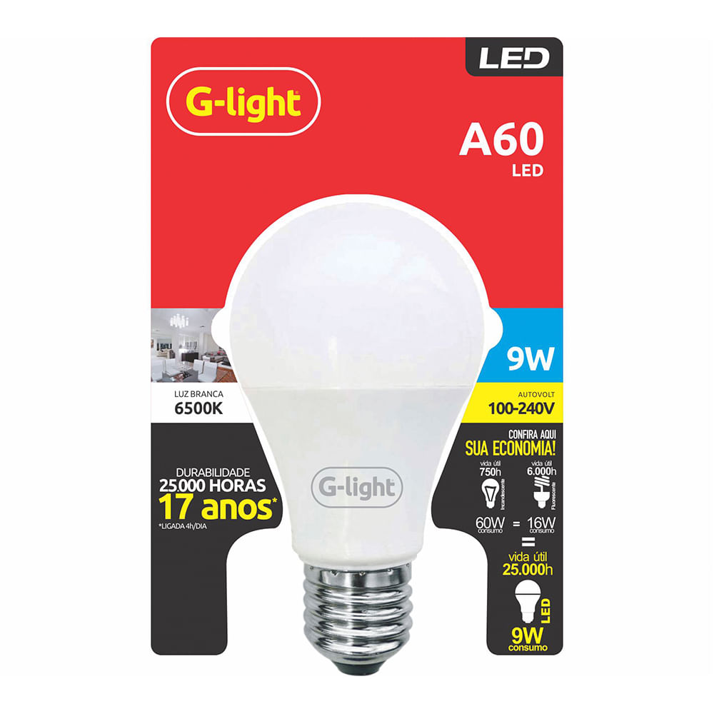 L mpada Led G Light 9W E27 6500k A60 Cerqueira Home Center